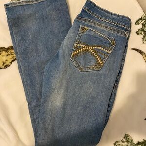 Ariat Women's Boot Cut Blue Jeans with Gold Stitching
